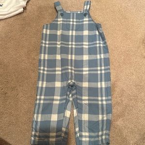 Janie and Jack blue and white overalls